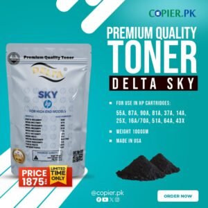 HP printer models and corresponding part numbers compatible with premium quality Delta Sky toner cartridges